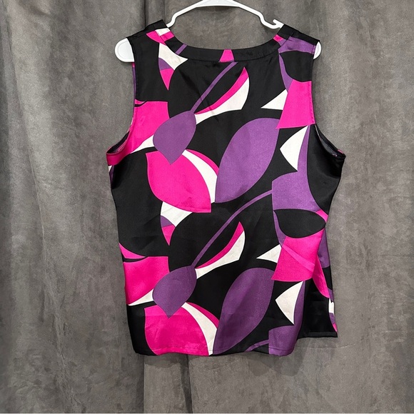 Chico’s Sleeveless Abstract Print Blouse Silky Polyester Statement Top XL 16 - Picture 7 of 7